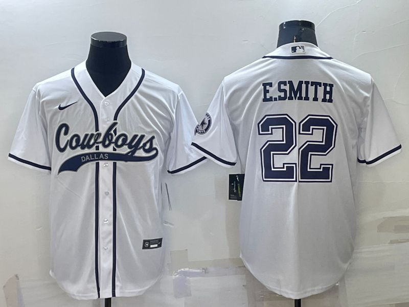 Men Dallas Cowboys #22 E.smith White 2022 Nike Co branded NFL Jersey